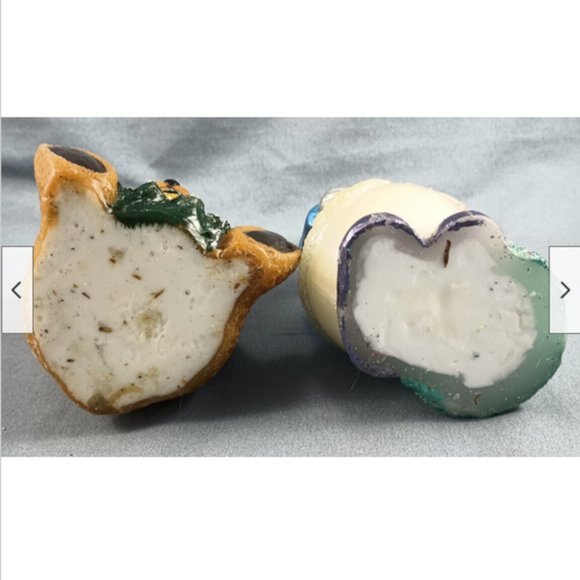 2 Shiny Christmas Wax Candle Brown Teddy Bear w/Sweater Hat Snowman Gold Top Hat - Picture 6 of 7